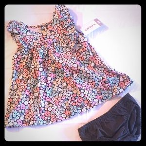 Carters Floral Ruffle Shoulder Dress